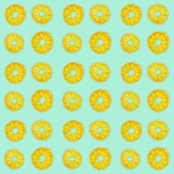 Nahtloses Muster Aus Runden Scheiben Fruchtchips Von Mandarine Ernährungskonzept Minimaler — Stockfoto