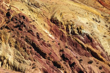 Altai Dağları 'ndaki renkli Mars' ta kumtaşının doğal dokusu, Altai Cumhuriyeti, Rusya 'da Mars 1 olarak adlandırılır. Doğa ortamı arkaplanı.