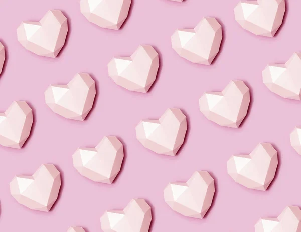 Patrón Corazones Papel Poligonal Rosa Fondo Vacaciones Para Día San —  Fotos de Stock