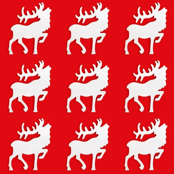 Seamless Pattern White Wooden Figure Deer Big Horns New Years — Stock Photo, Image
