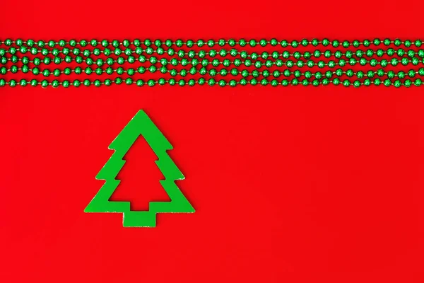Simbolo Natale Felice Albero Natale Nuova Figura Sfondo Carta Rossa — Foto Stock