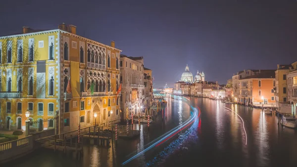 Gece Büyük Kanal Manzarası Talya Venedik Santa Maria Della Salute — Stok fotoğraf