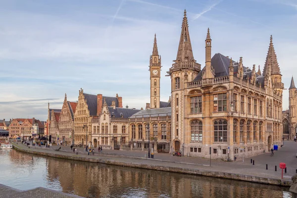 Όμορφη Ιστορική Παλιά Πόλη Της Gent Βέλγιο Αργά Απόγευμα Του — Φωτογραφία Αρχείου