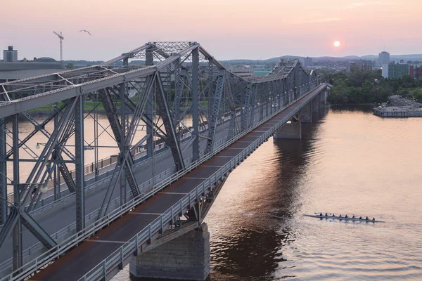 Pohled Západu Slunce Most Alexandra Který Spojuje Ottawa Ontario Hull — Stock fotografie