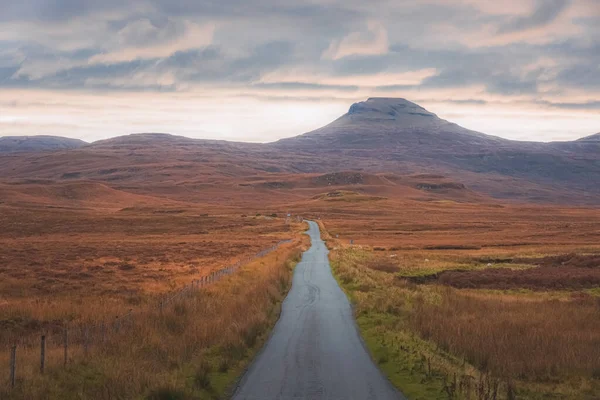 Straight Ahead View Empty Country Road Rural Countryside Landscape Scottish — Stock Photo, Image