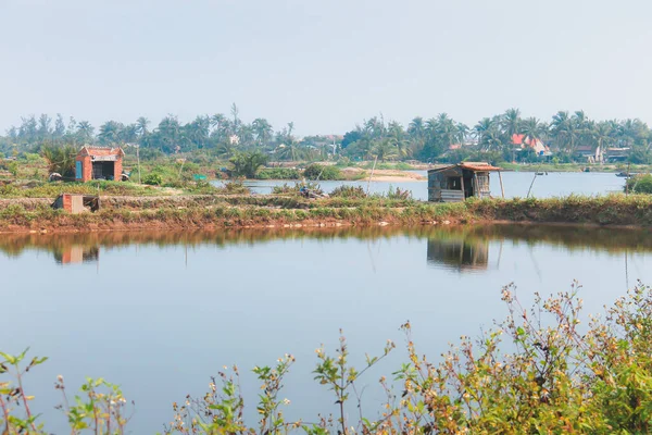 Paisaje Rural Vietnamita Largo Río Cerca Del Pueblo Tra Que — Foto de Stock