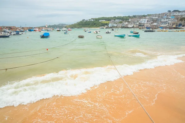 Ives June 2021 High Tide Harbour Scenic Seaside Cornish Port — Stock Photo, Image