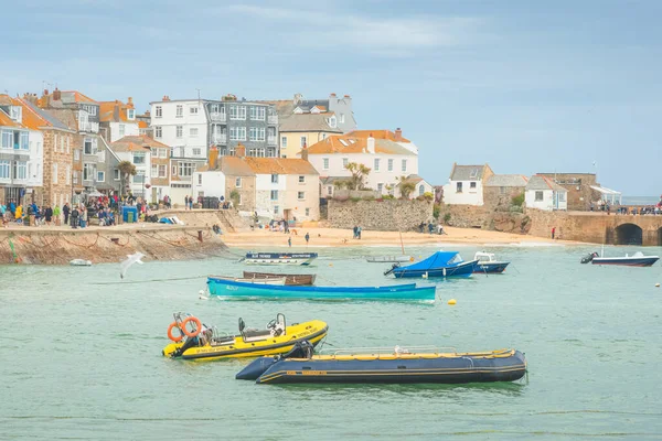 Ives June 2021 High Tide Harbour Scenic Seaside Cornish Port — Stock Photo, Image