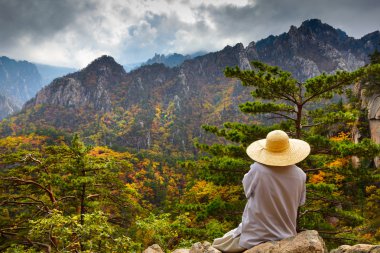 Budist rahip Seorak dağlar meditasyon 
