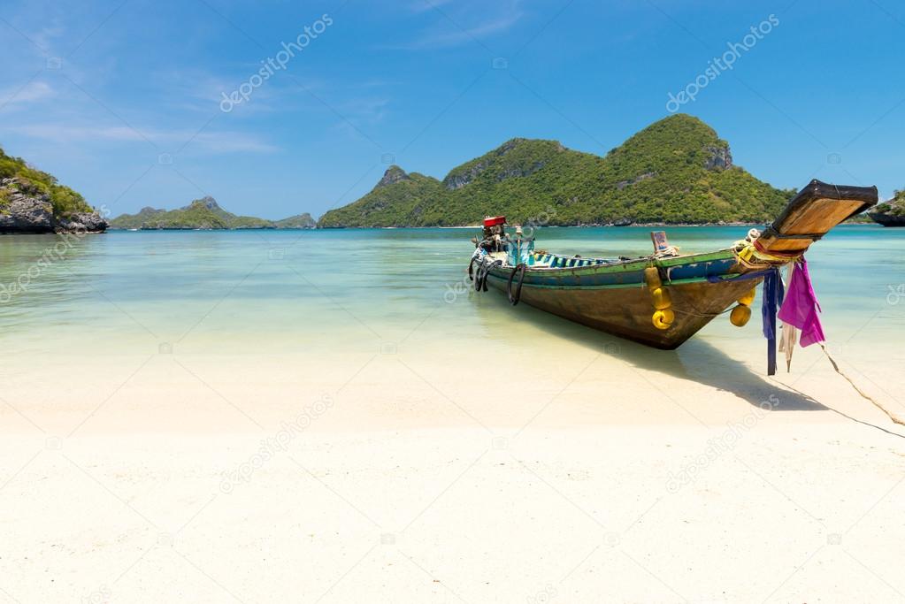 Traditional fishing longtail boat at Thailand