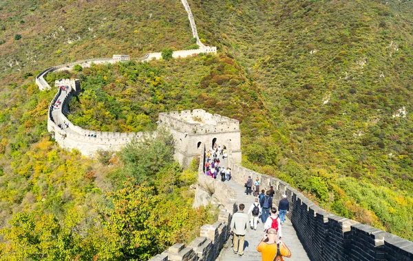 Den kinesiske mur i høst – stockfoto