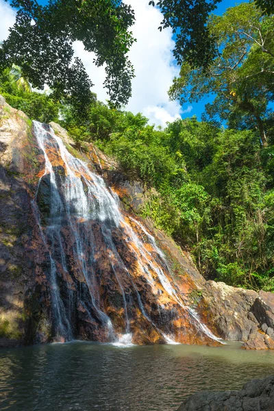 Скелястий водоспад у лісі — стокове фото