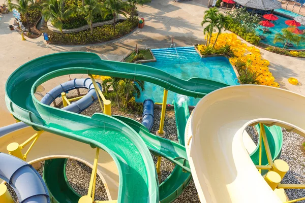 Waterslides at swimming pool — Stock Photo, Image