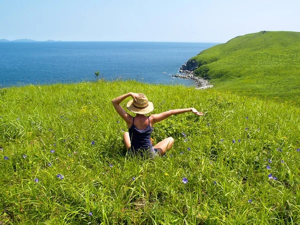 Happy girl  on the meadow