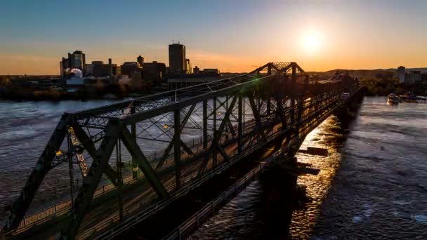 Ottawa Ontário Canadá Alexandra Bridge Day Night Time Lapse — Vídeo de Stock