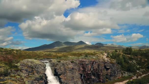 Timelapse Panichula Vattenfall Rondane Nationalpark Norge — Stockvideo