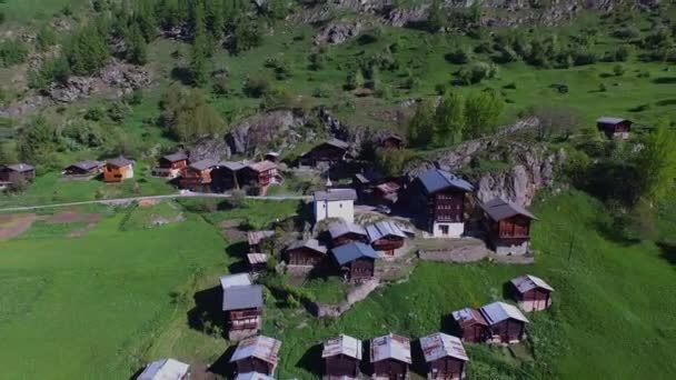 Piękne Miejsce Ltschental Wallis Swiss Landaerial Fotografia Dronem — Wideo stockowe