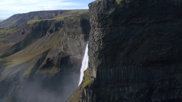 Wodospad Islandii Drugi Wysokości Nazywa Się Hifoss Strzał Fantoma Pro — Wideo stockowe