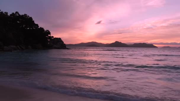 Bellissimo Tramonto Digue Isola Delle Seychelles — Video Stock