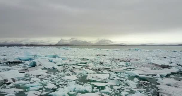 Island Jkulsrln Isberg Flyter Havet Glaciären Smälter — Stockvideo