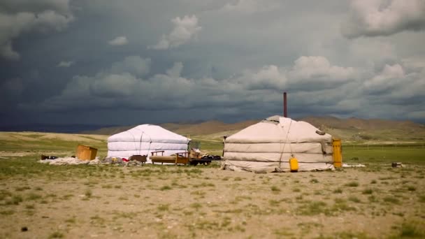 Popolo Nomade Mongolo Istituito Una Nuova Ger Casa Tradizionale Tenda — Video Stock