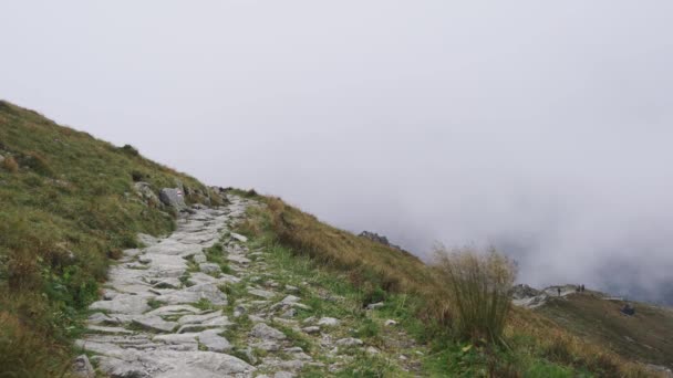 Sendero Rocoso Estrecho Las Montañas Kasprowy Wierch Tatras Occidental Una — Vídeos de Stock