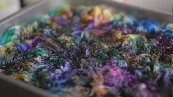 Home Dyed Yarn Pan Boiling Sprinkled Colors — Stock Video