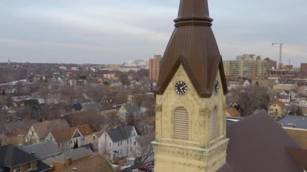 Vista Aérea Imágenes Religiosas Iglesia — Vídeos de Stock