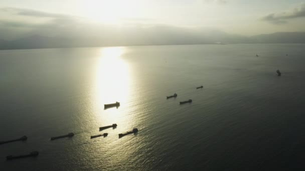 Egy Forgalmas Tengeri Hajózási Útvonal Vietnamban Ahogy Égből Látszik — Stock videók