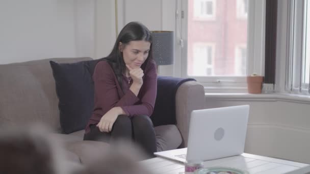 Slow Motion Shot Beautiful Young Woman Celebrating She Wins Online — Αρχείο Βίντεο