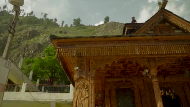 Hindu Tempel Manikaran Trätempel Himachal Pradesh India — Stockvideo