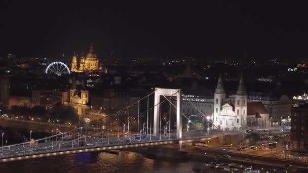 Βασιλική Του Αγίου Στεφάνου Βουδαπέστη Βράδυ — Αρχείο Βίντεο