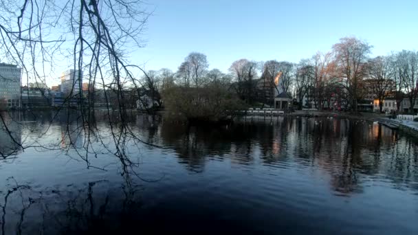 Lugn Kväll Stavanger Breiavatnet — Stockvideo