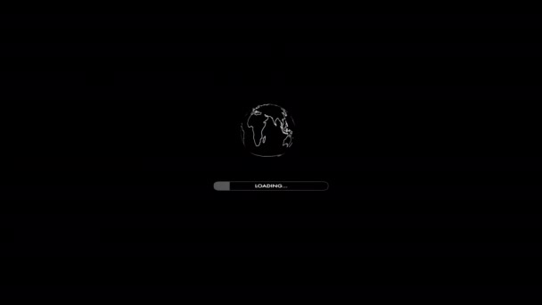 Ein Weißes Drahtgitterglobus Symbol Dreht Sich Während Sich Darunter Ein — Stockvideo