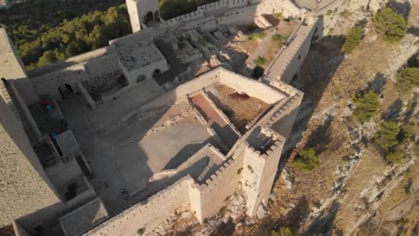 Кастильо Хаэн Испанский Замок Хаэн Летающий Наземные Съемки Этого Средневекового — стоковое видео