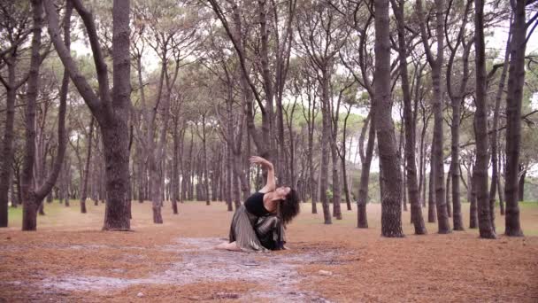 Uma Mulher Hippie Com Cabelo Encaracolado Dançando Lindamente Parque Centenário — Vídeo de Stock