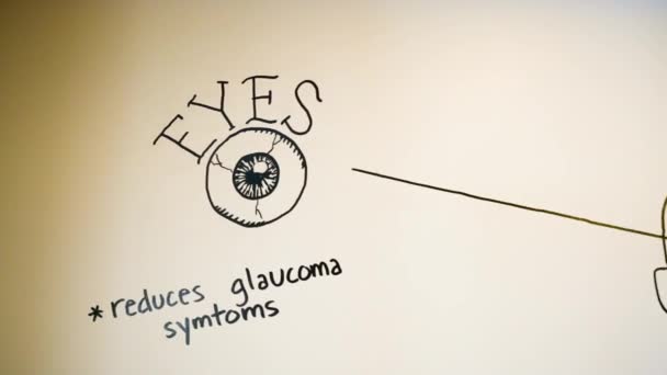 Primo Piano Del Diagramma Dei Benefici Del Cbd Occhi Glaucoma — Video Stock