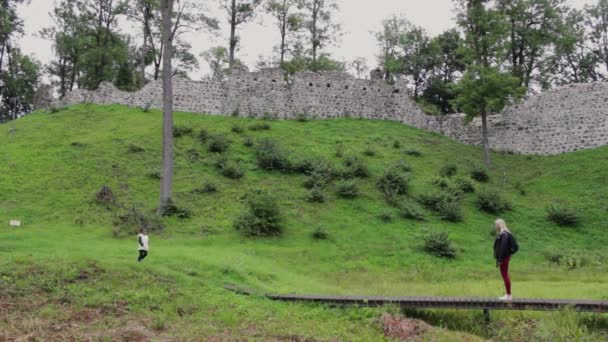 Emotional Mother Child Adoption Helme Castle Estonia — Stock Video