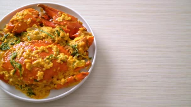 Mexer Caranguejo Frito Com Curry Estilo Frutos Mar — Vídeo de Stock