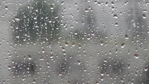 Βροχερός Καιρός Έξω Από Παράθυρο Κλείσιμο Παραθύρου Σταγόνες Βροχής Πέφτουν — Αρχείο Βίντεο