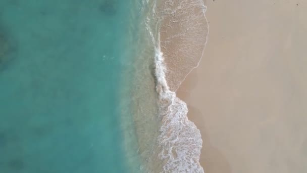 Ascending Aerial Top Showing Beach Turquoise Water Shore Gili Meno — Stock Video