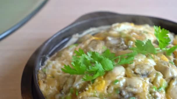 Oyster Frittata Con Germoglio Fagioli Padella Calda Stile Cibo Asiatico — Video Stock