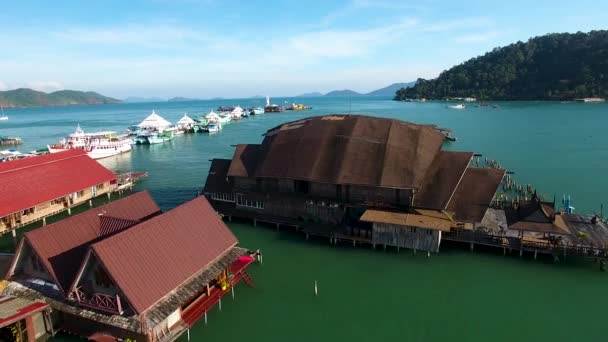 Thailand Touristenziel Pier Auf Der Insel Koh Chang Luftaufnahme — Stockvideo