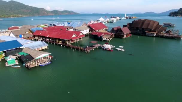 Tropische Toeristische Bestemming Thailand Koh Chang Pier Luchtvaart Vestiging Drone — Stockvideo