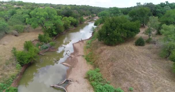 Luftflug Über Den Colorado River Der Nähe Der Reichen Texanischen — Stockvideo