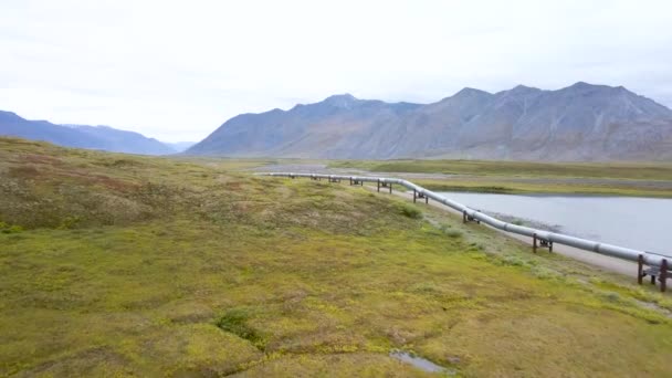 Alaska Pipeline Für Den Transport Von Erdöl Und Rohöl Drohnen — Stockvideo