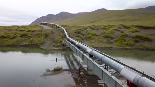 Oleoduto Petróleo Bruto Ambientalmente Controverso Alasca Drone Aéreo — Vídeo de Stock