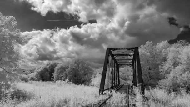 Lasso Tempo Artistico Bianco Nero Del Vecchio Ponte Capriate Della — Video Stock