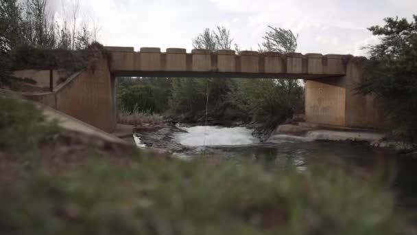 Река Течет Старым Бетонным Мостом Южной Африке — стоковое видео