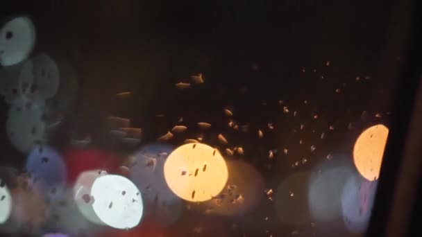 Abstrakcyjny Bokeh Kropel Deszczu Szybie Samochodu — Wideo stockowe